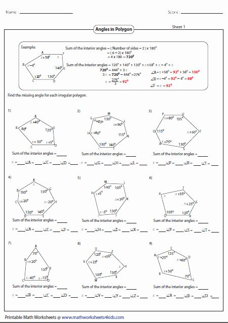 Find The Missing Angle Worksheet Fresh Polygon Worksheets In 2020 