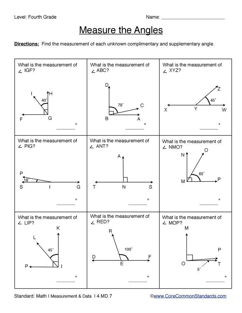 Finding Angle Measures Worksheet 4 Md 7 Mon Core Worksheet In 2020 