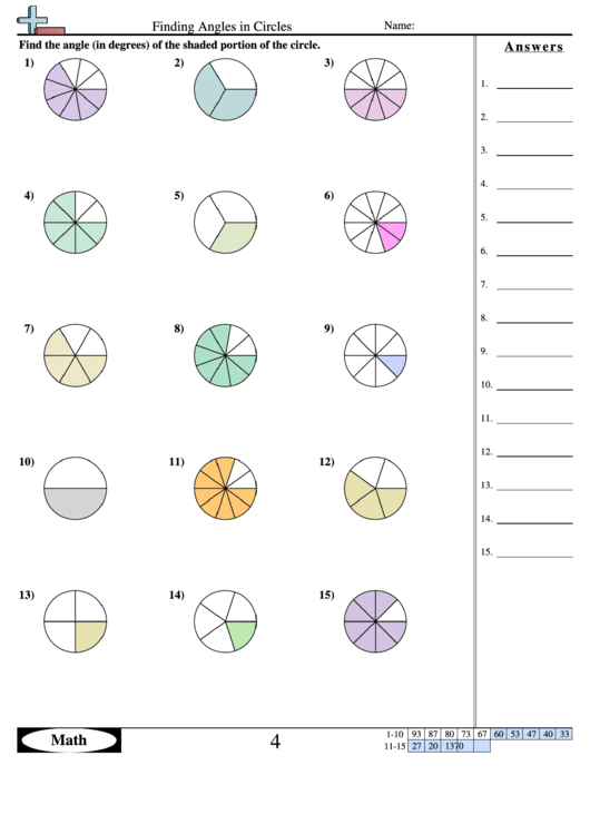 Finding Angles In Circles Geometry Worksheet With Answers Printable 