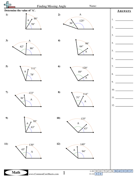 Finding Missing Angle Worksheet Angles Worksheet Geometry Worksheets 