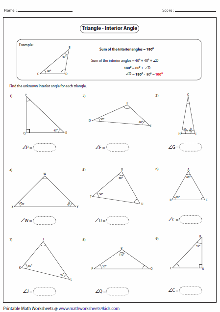 Finding Missing Angles In Triangles Worksheet Pdf 6th Grade SHOTWERK