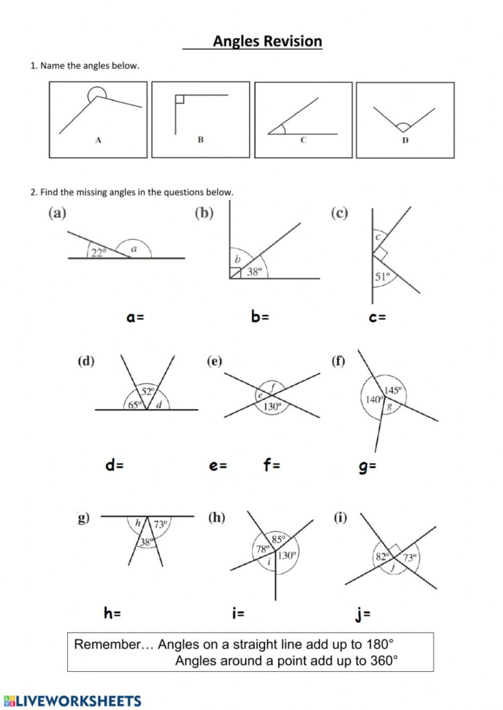 Finding Missing Angles Worksheet