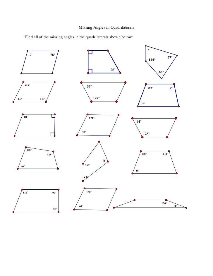 Finding Missing Angles Worksheet Missing Angles In Quadrilaterals Ws In 