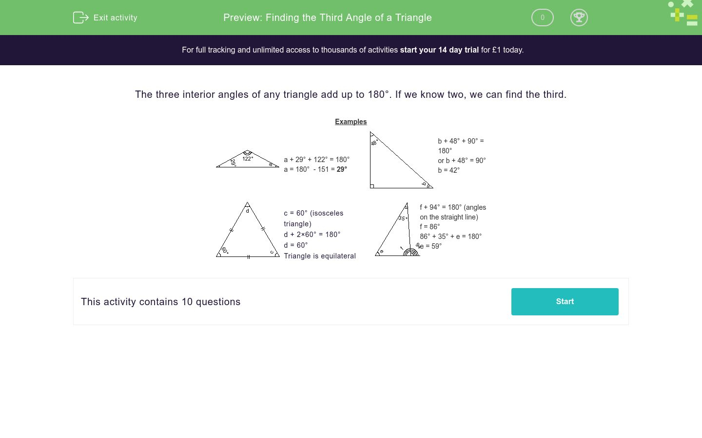 Finding The Third Angle Of A Triangle Worksheet EdPlace