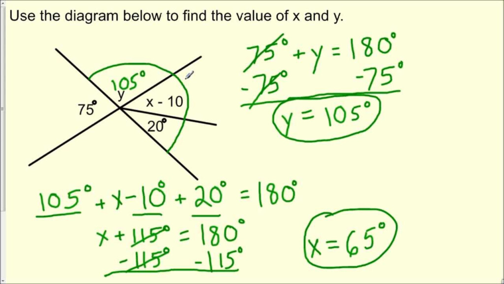 Finding The Value Of Angles Formed By Intersecting Lines Geometry 