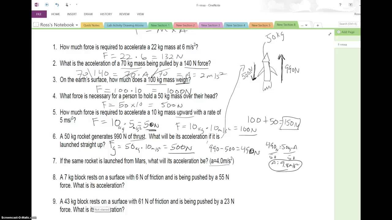 Force Worksheet 3 Solutions part 1 YouTube