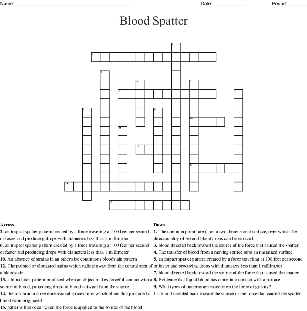 Forensic Science Blood Spatter Worksheet Promotiontablecovers