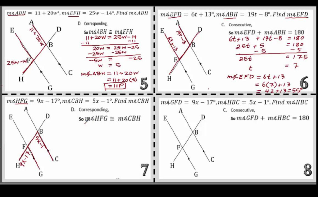 Geometry Angles Formed By Parallel And Transversal Solve For X 