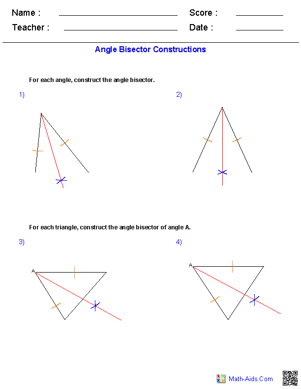 Geometry Worksheets Constructions Worksheets