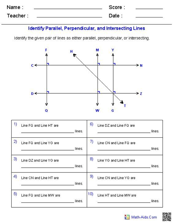 Geometry Worksheets Geometry Worksheets Parallel And Perpendicular 