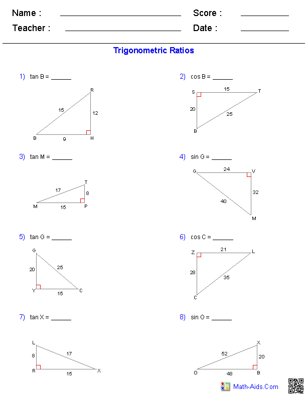 Geometry Worksheets Trigonometry Worksheets Geometry Worksheets