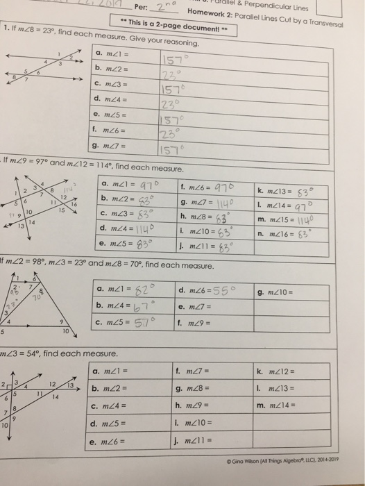 Gina Wilson All Things Algebra 2014 Parallel Lines And Transversals 
