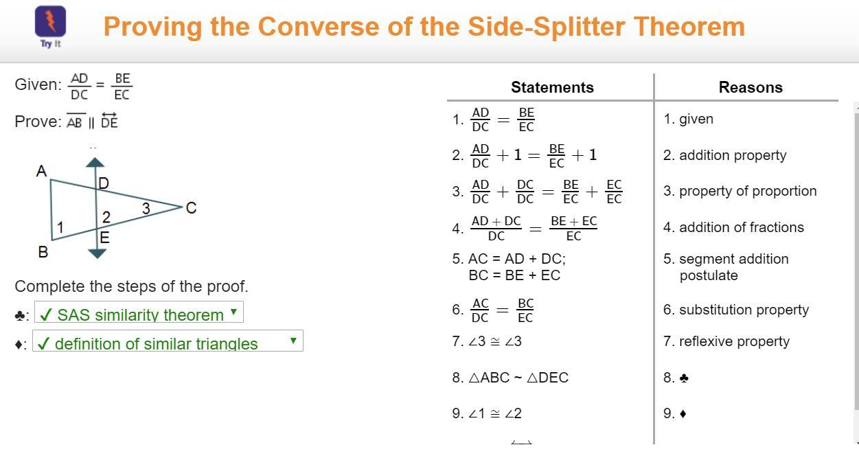 Angle Bisector Theorem Side Splitter Worksheet Answers
