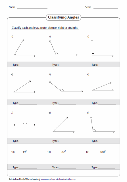 Identify And Classify The Angles Identifying Angles Angles 