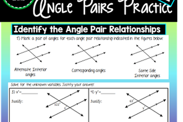 Identifying Angle Pairs Worksheet Answers Tommie Bolinger s 7th Grade