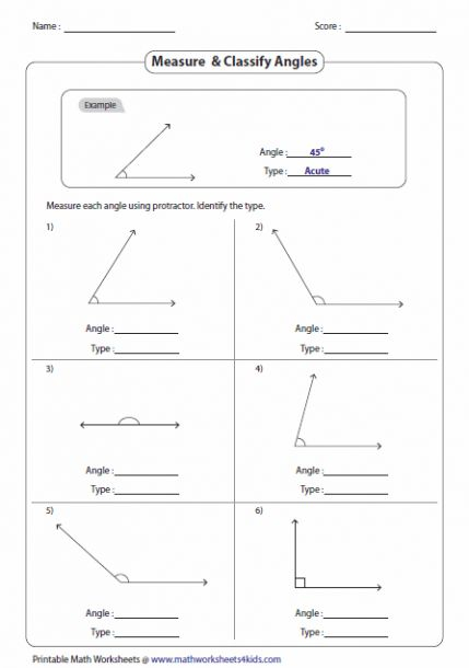 Identifying Angles Worksheets Answer Key Math Angles Worksheet 