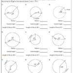 Identifying Missing One Arc Length Geometry Worksheets Circle