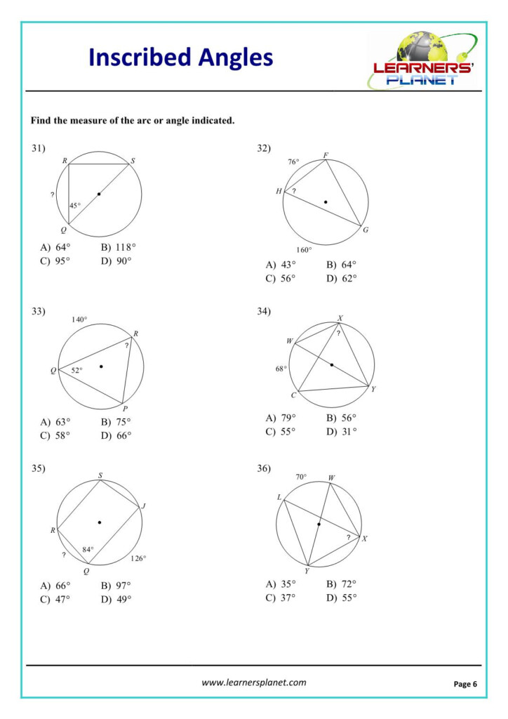 Inscribed Angle Worksheet Inscribed Angles In A Circle These Angles 