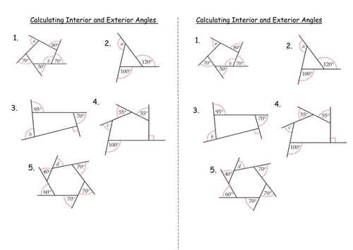 Interior And Exterior Angles Of Polygons Teaching Resources