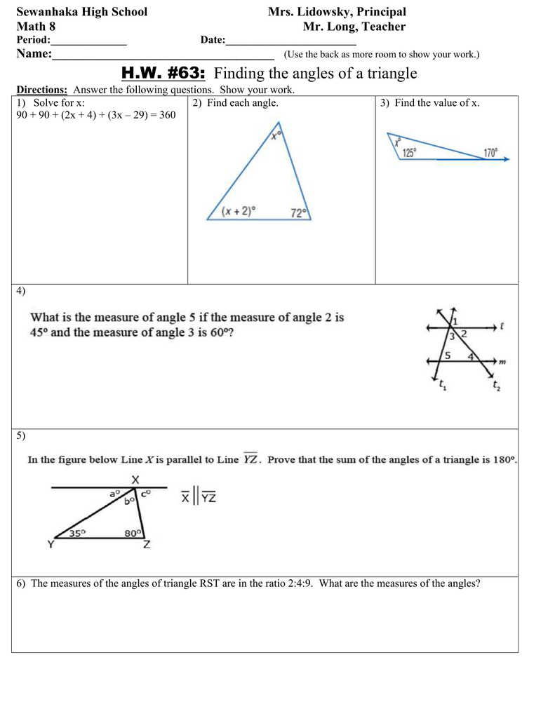 Interior Angles Of A Triangle Worksheet Doc Weihnachtsdeko Selber Machen