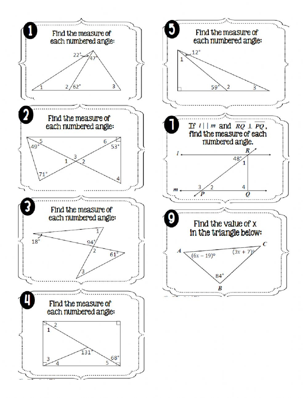 Interior Triangle Angles Worksheet 6509