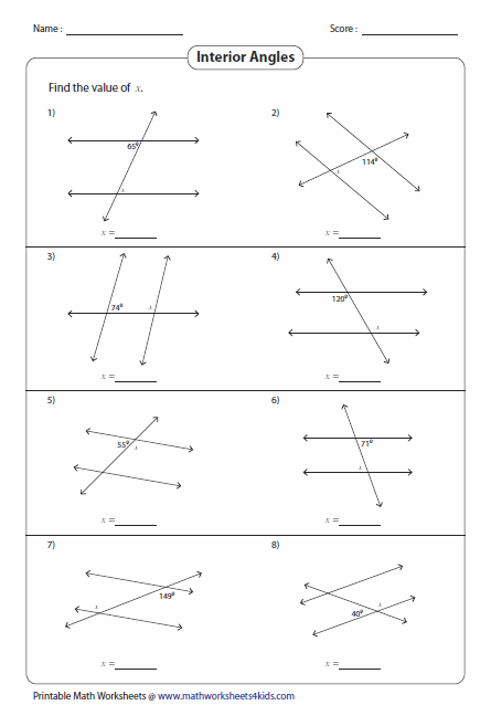 Intersecting Lines Find The Unknown Angles Worksheet Answers Awesome 