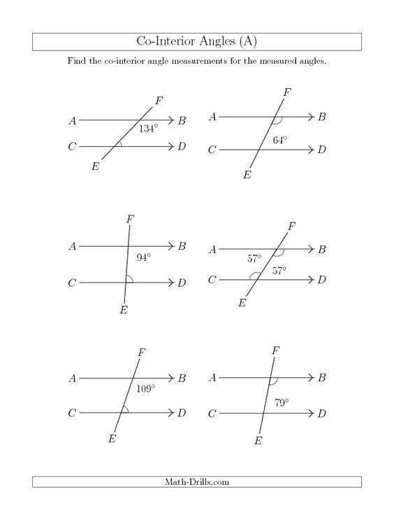 Lines And Angles Worksheet Co Interior Angle Relationships A New 2013