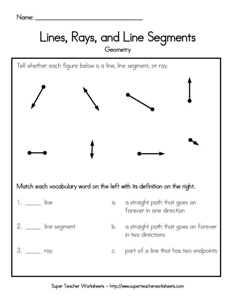 Lines Rays And Line Segments Worksheet Name Lines Rays And Line 