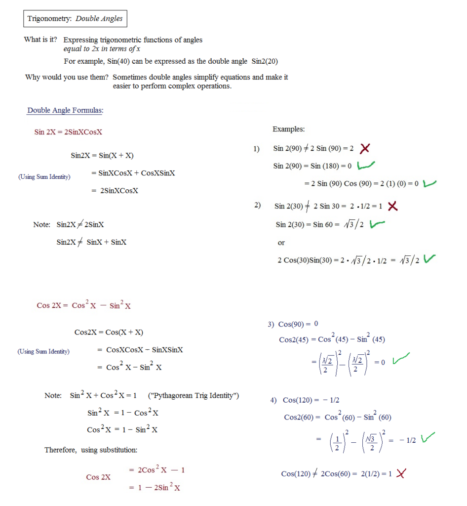 Math Plane Trig Identities II Double Angles