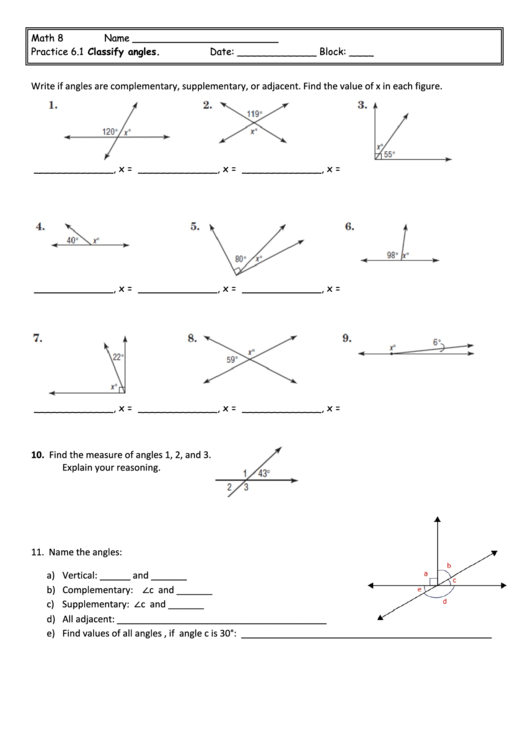 Measuring And Classifying Angles Worksheet Answers