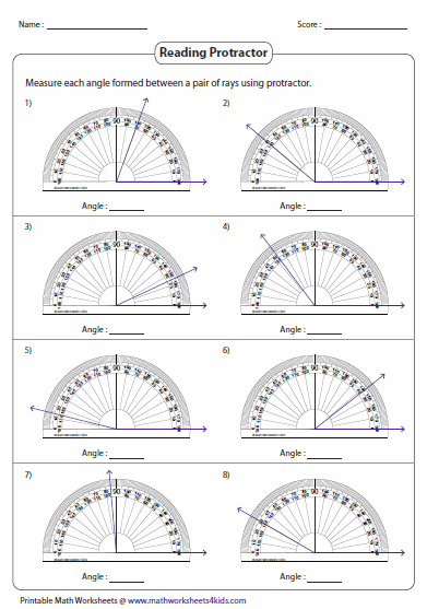 Measuring Angles And Protractor Worksheets Angles Worksheet 