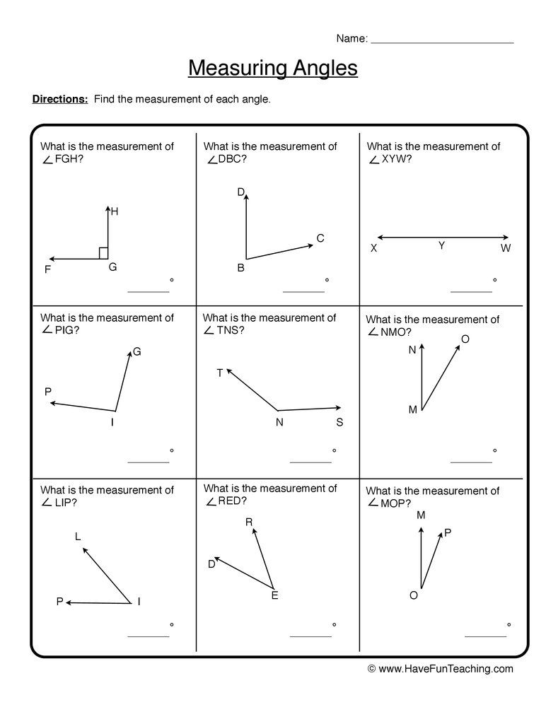 Measuring Angles Worksheet Measuring Angles Worksheet Angles