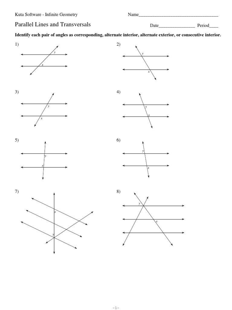 Measuring Angles Worksheet Pdf 3 Parallel Lines And Transversals Pdf In 