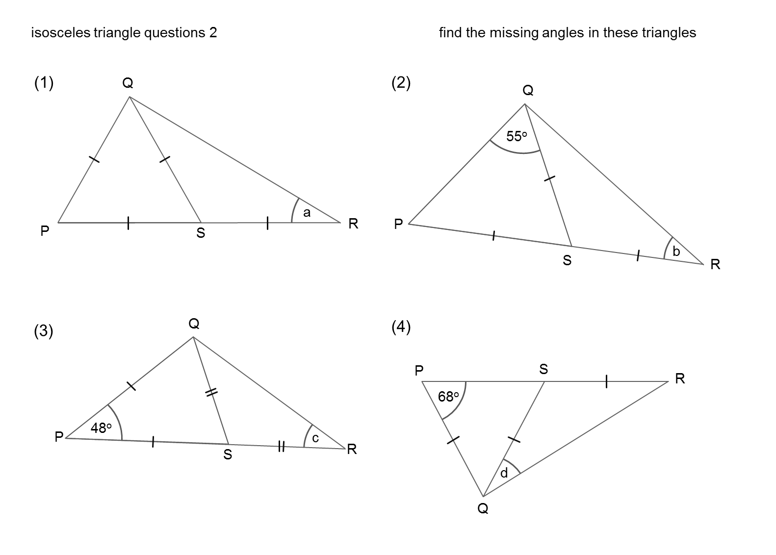 Finding Missing Angles In An Isosceles Triangle Worksheet 0558