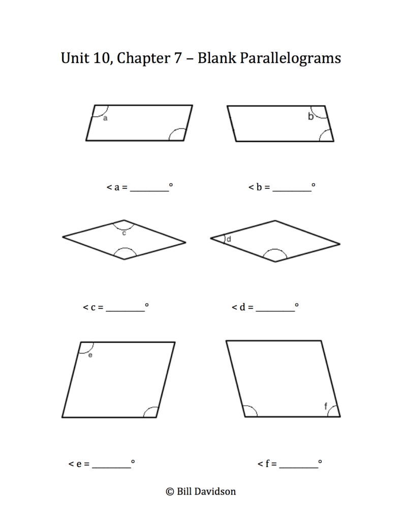 Missing Angles In A Quadrilateral Worksheet Template The Davidson Group