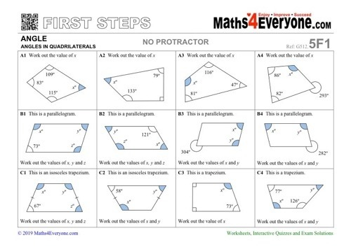 Missing Angles In Quadrilaterals Worksheets Worksheets Master