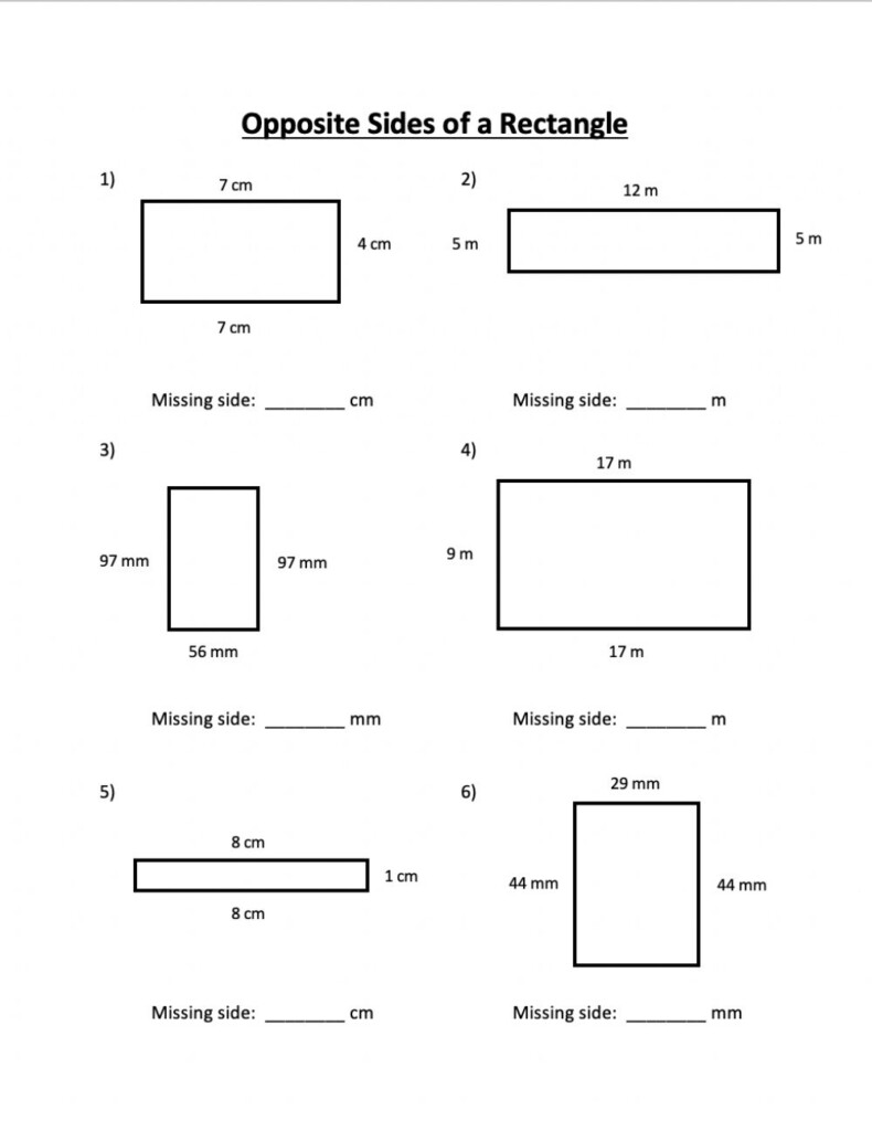 Missing Side Lengths Worksheet