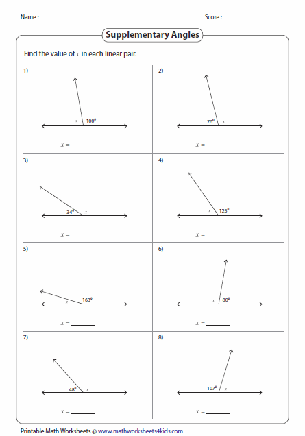 Pairs Of Angles Worksheets