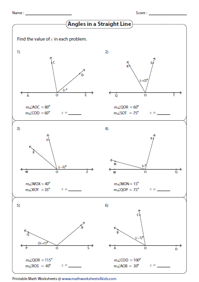 Pairs Of Angles Worksheets