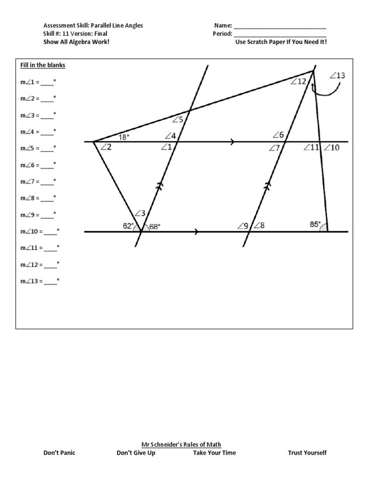Parallel Line Angles Final Angles Worksheet Math Challenge Teaching