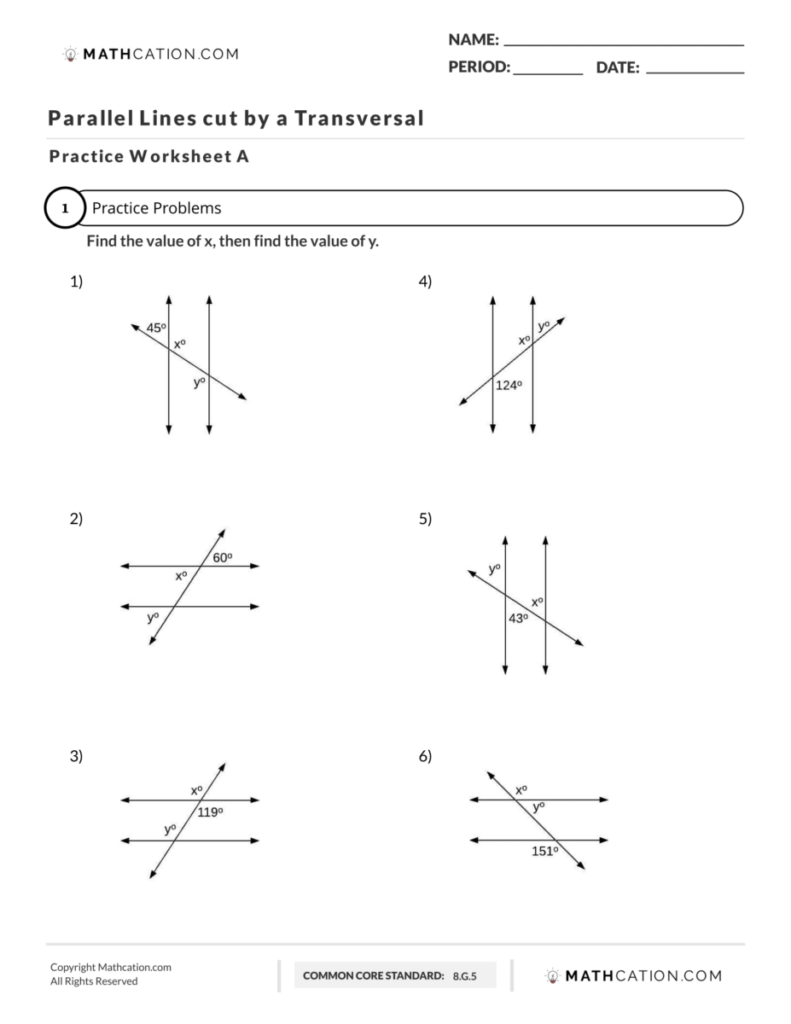 Parallel Lines Cut By A Transversal Mathcation