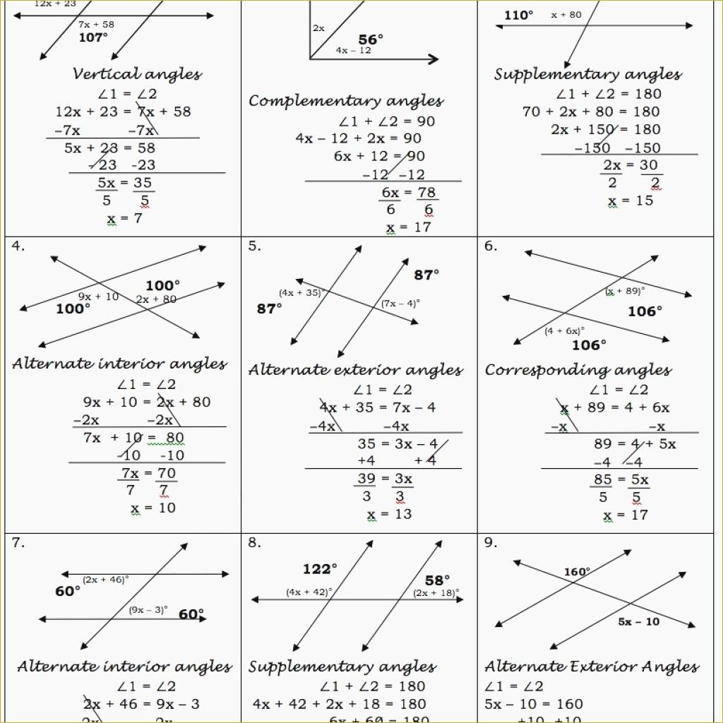 Parallel Lines Cut By A Transversal Worksheet Answer Key