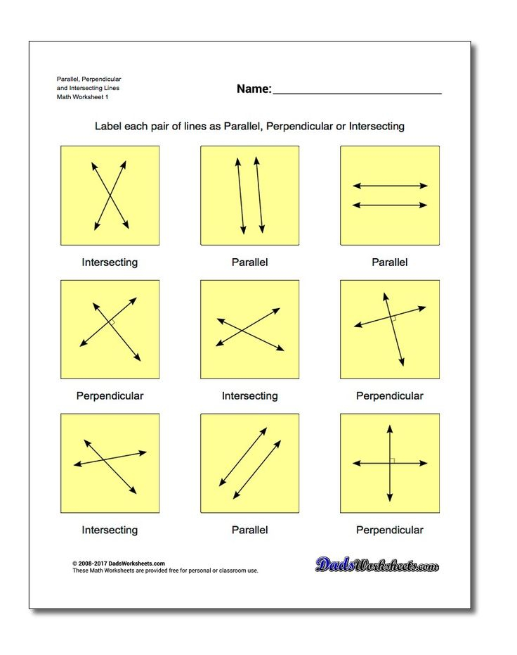 Parallel Perpendicular And Intersecting Lines Basic Geometry Worksheet 