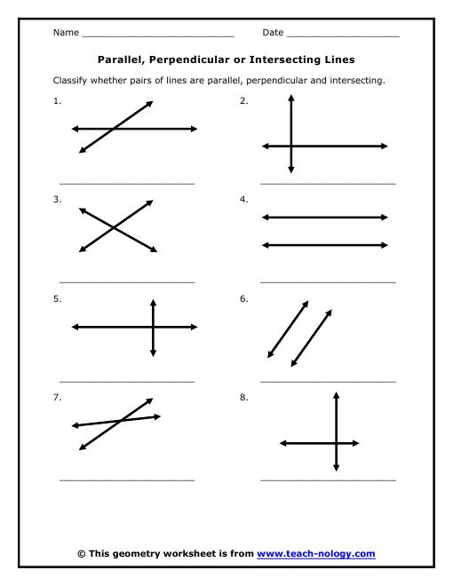 Parallel Perpendicular Or Intersecting Lines Parallel And