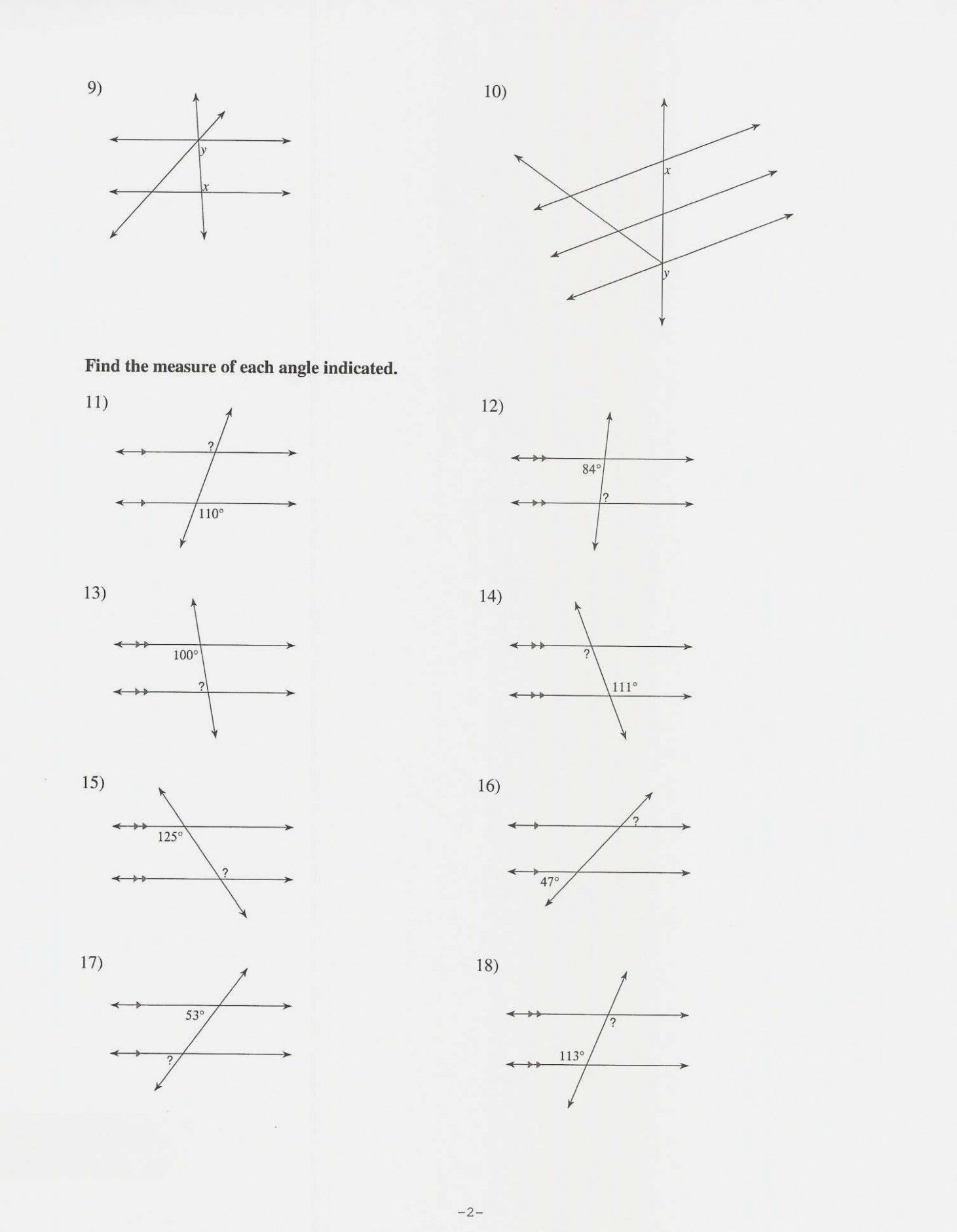 Angle Relationships In Parallel Lines And Triangles Worksheet Answers ...