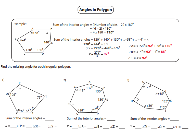 Polygon Angle Sum Theorem Worksheet Pdf Brian Harrington s Addition 