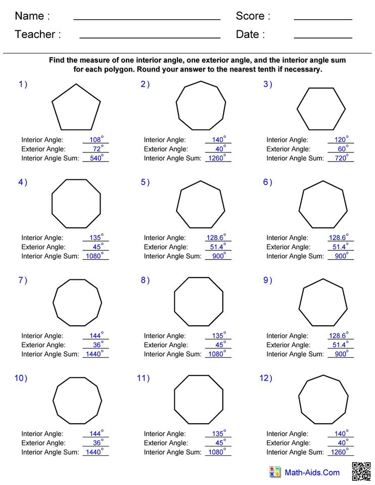 Polygon Angles Answers Hoeden Homeschool Support