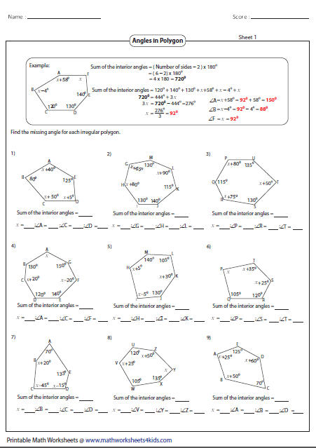 Polygon Worksheets