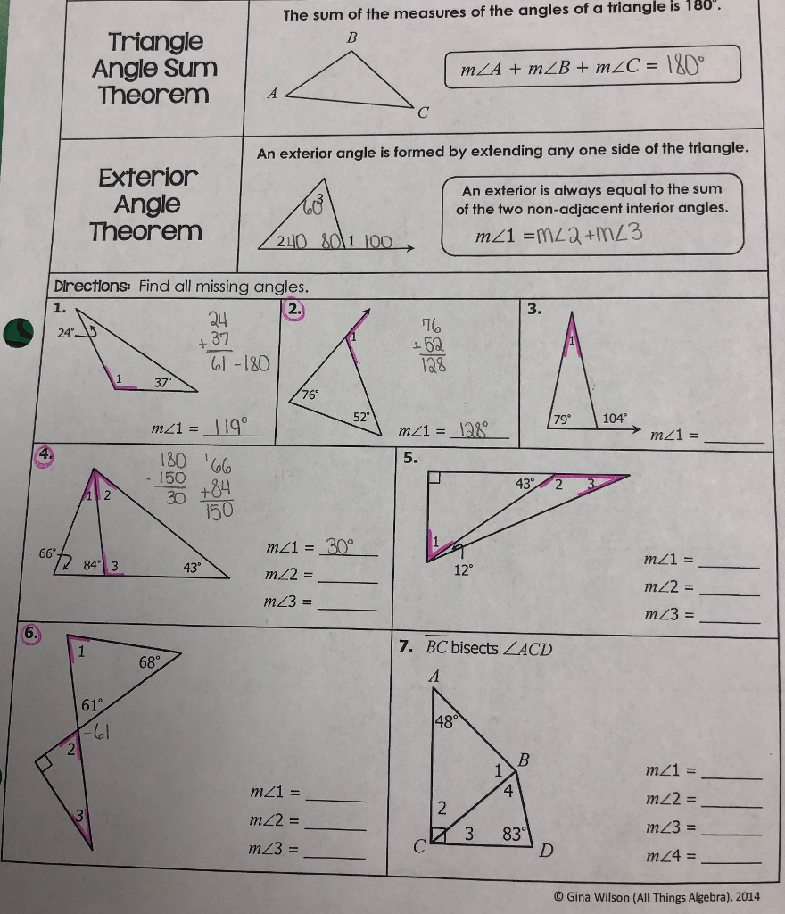 Practice Interior And Exterior Angles Of Polygons Gina Wilson Answers