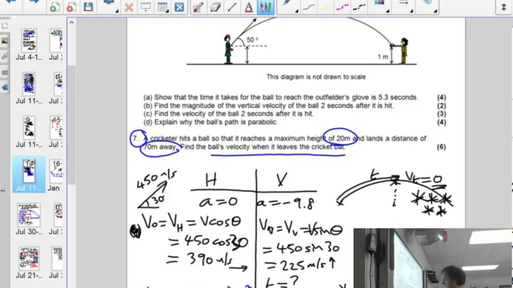 Projectiles Worksheet worked Answers For A Launch Angle YouTube